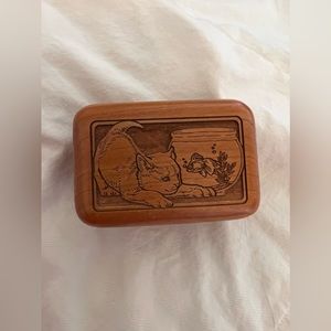 Wilderness Woods Laser Etched Kitten/Fish Bowl Lined Small Trinket Box 3X1 1/2
